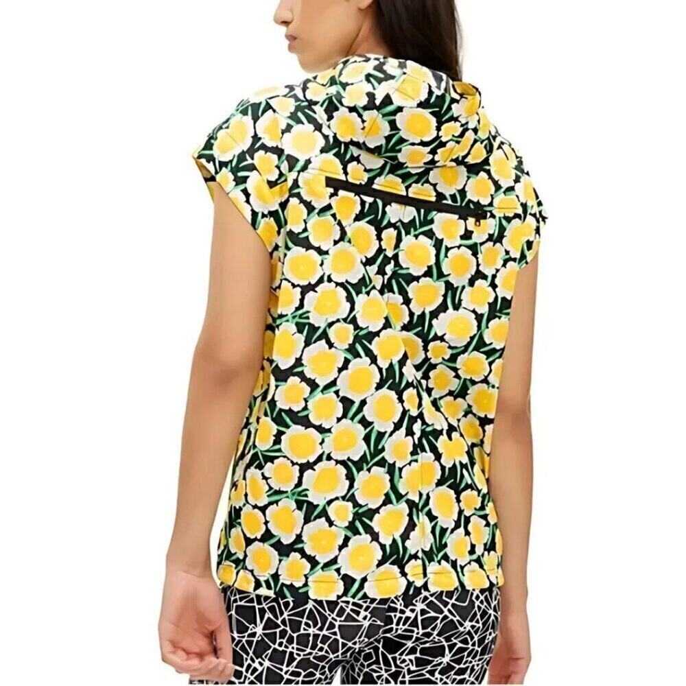 DVF Packable Yellow Poppy NWT Hooded Vest XXL Floral Short Sleeve Hood Dopamine - Picture 13 of 16